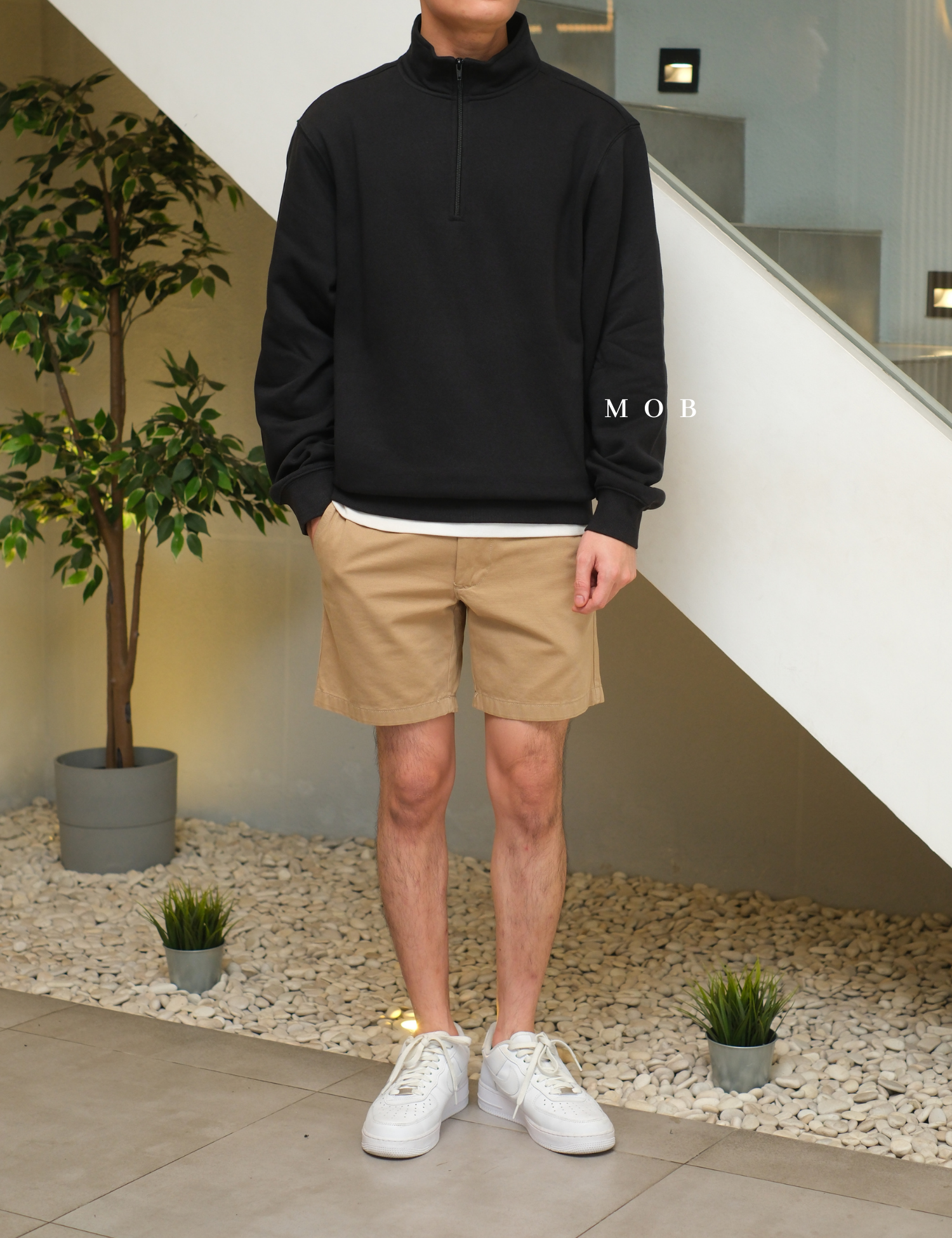 STSW05001C Basic 1/4 Zip Sweatshirt Black