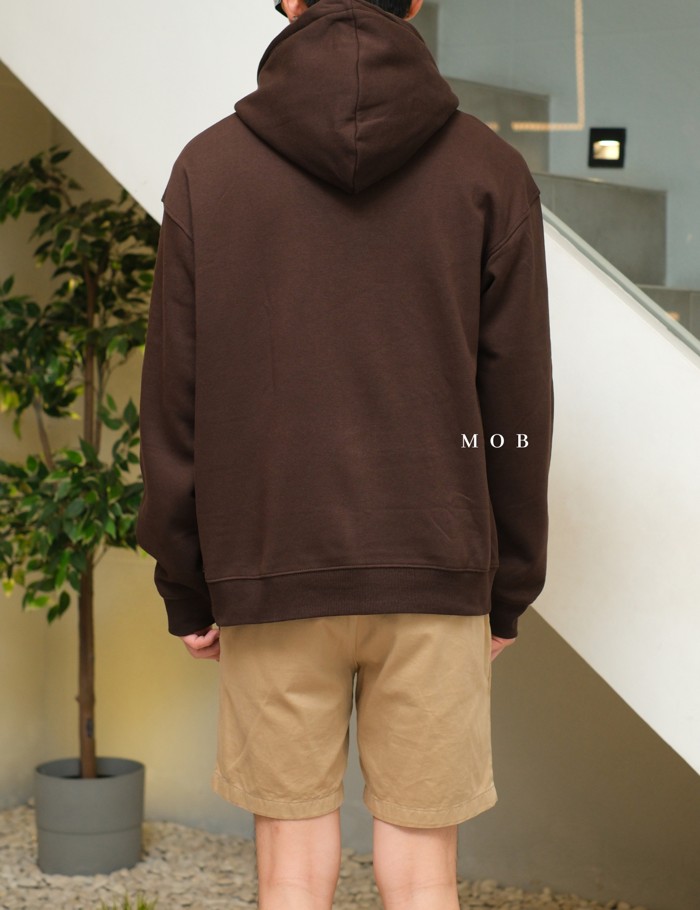 HMHOD03001E RELAXED FIT Pullover Hoodie Dark Choco