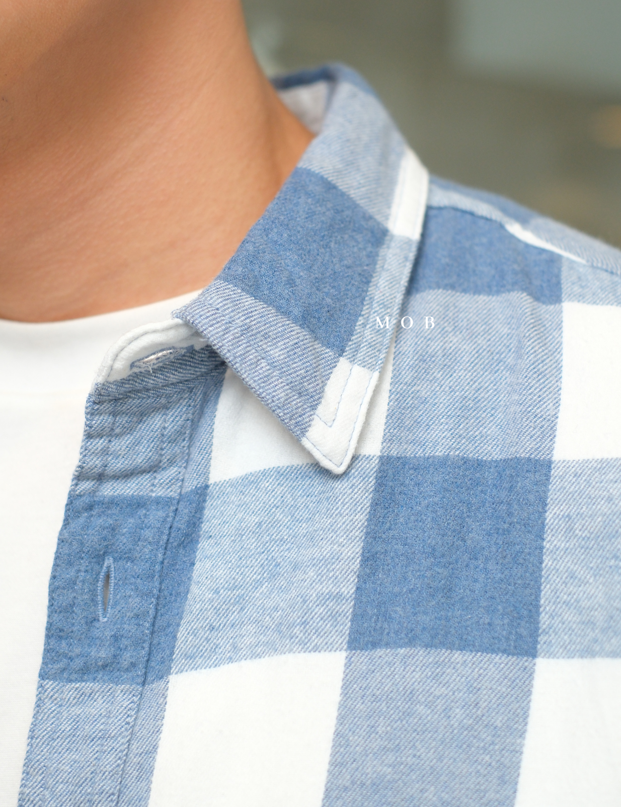 SNMLSS01005B Super Soft Flannel LS Shirt Blue White Plaid