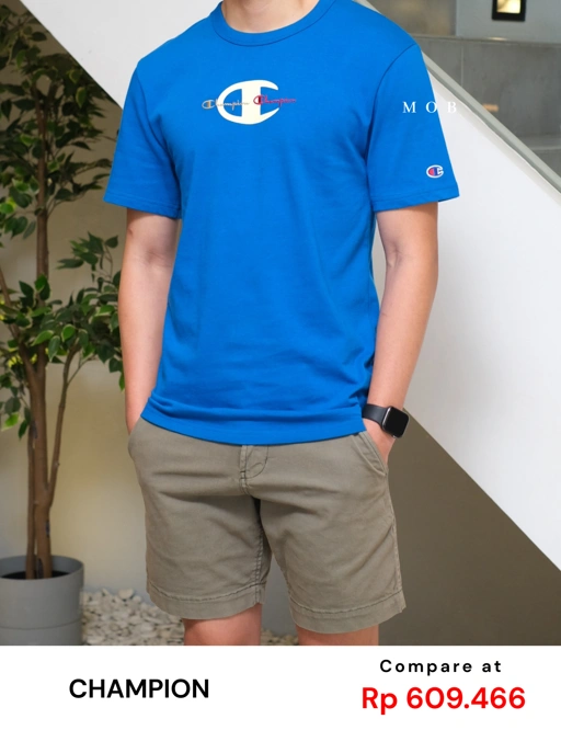 Image of CHMPSST2004C Heritage Double Script Logo SS Tee French Blue