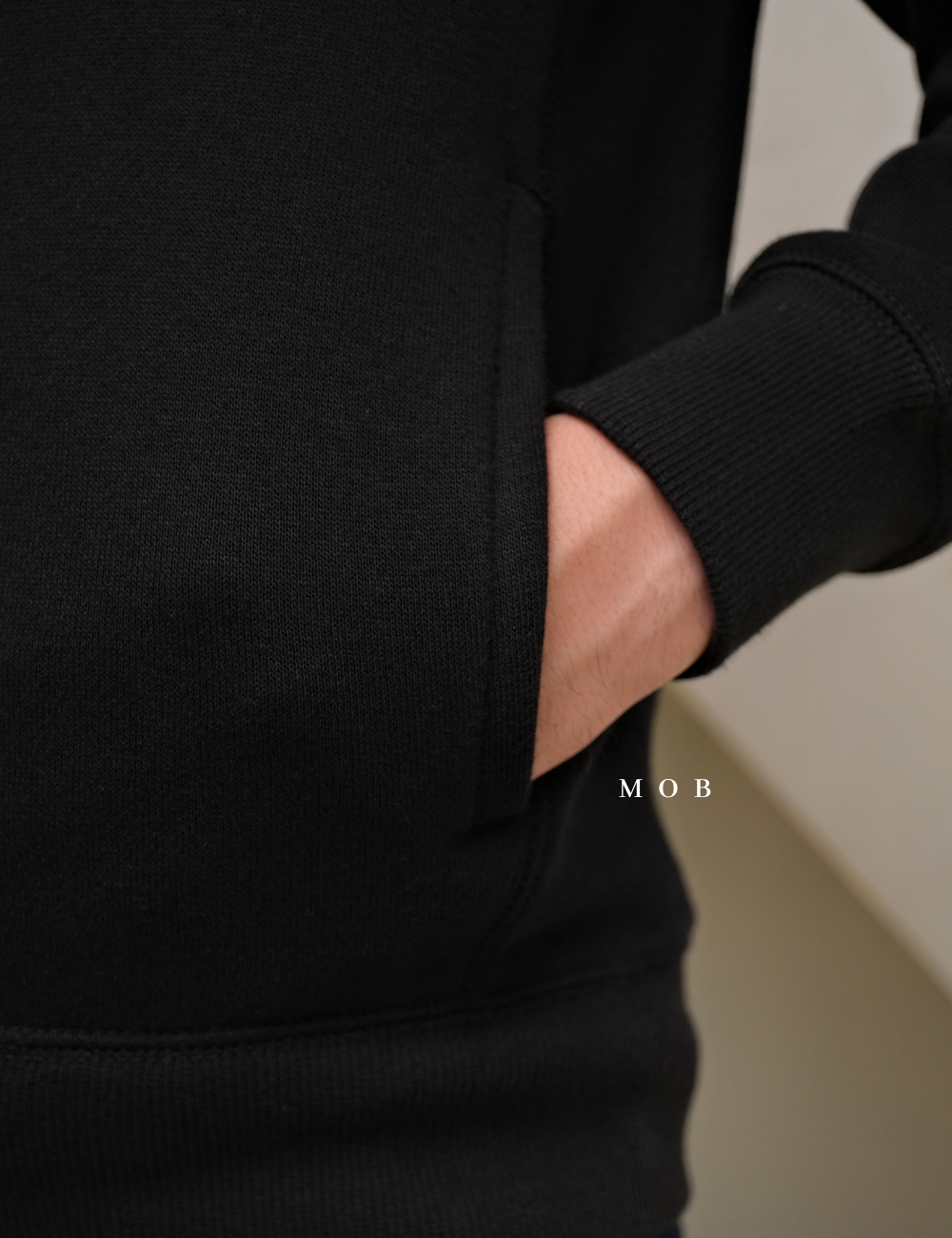 UNQJ03001 Pile Lined Full Zip Hoodie Black