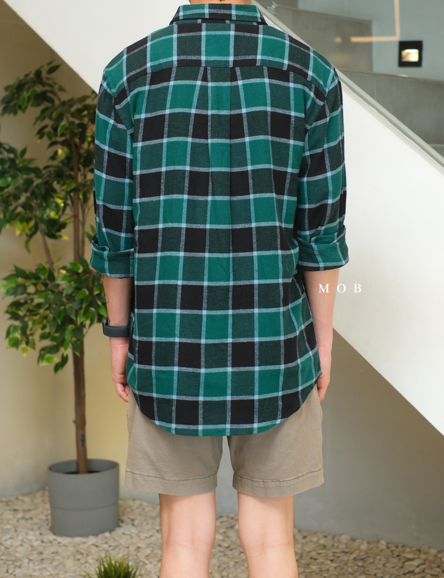 CNBLSS01001 Flannel LS Shirt Green Black Plaid