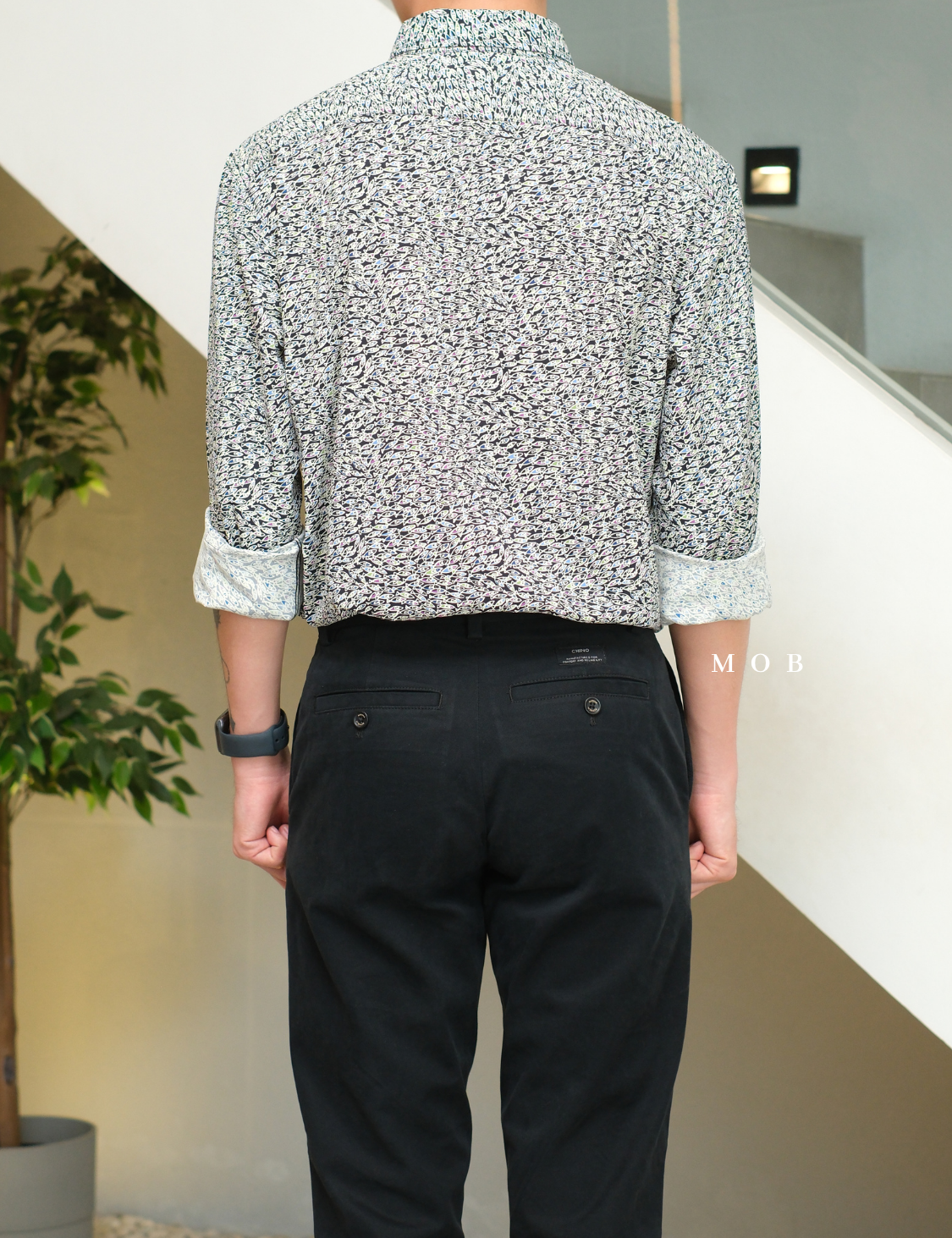 TORLSS01007B Printed LS Shirt Black Fish
