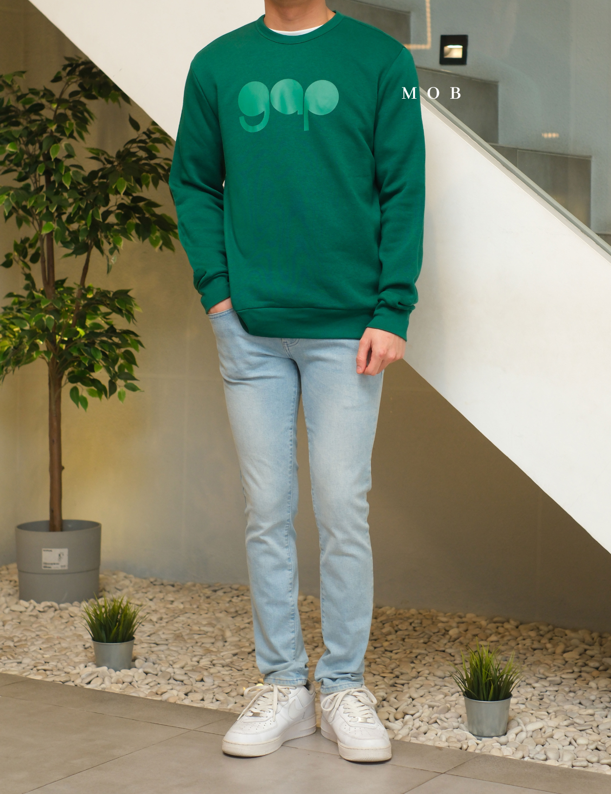 GPSW01001B Retro Logo Sweatshirt Dark Green
