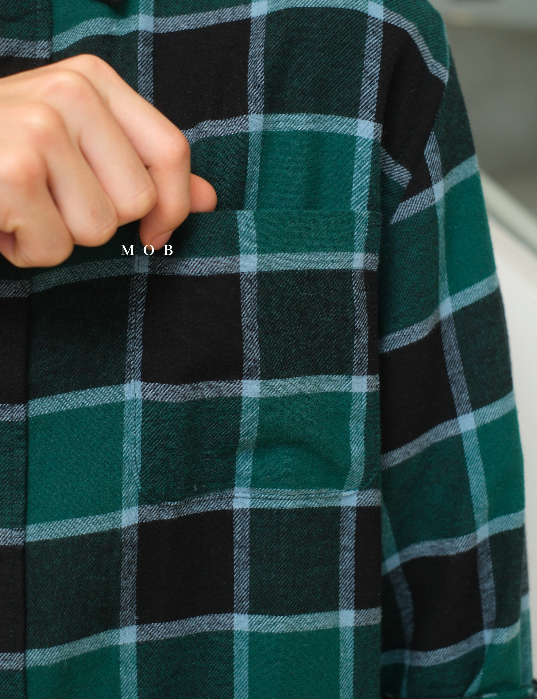 CNBLSS01001 Flannel LS Shirt Green Black Plaid