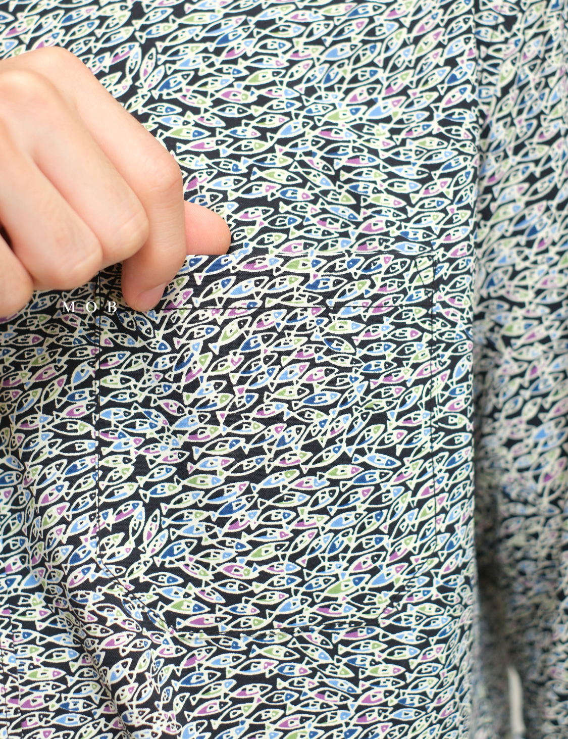 TORLSS01007B Printed LS Shirt Black Fish