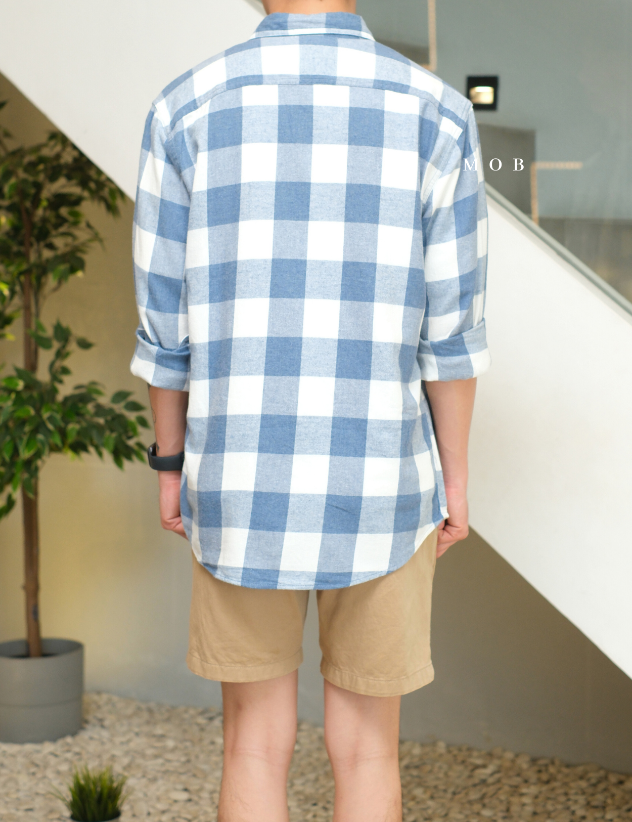 SNMLSS01005B Super Soft Flannel LS Shirt Blue White Plaid