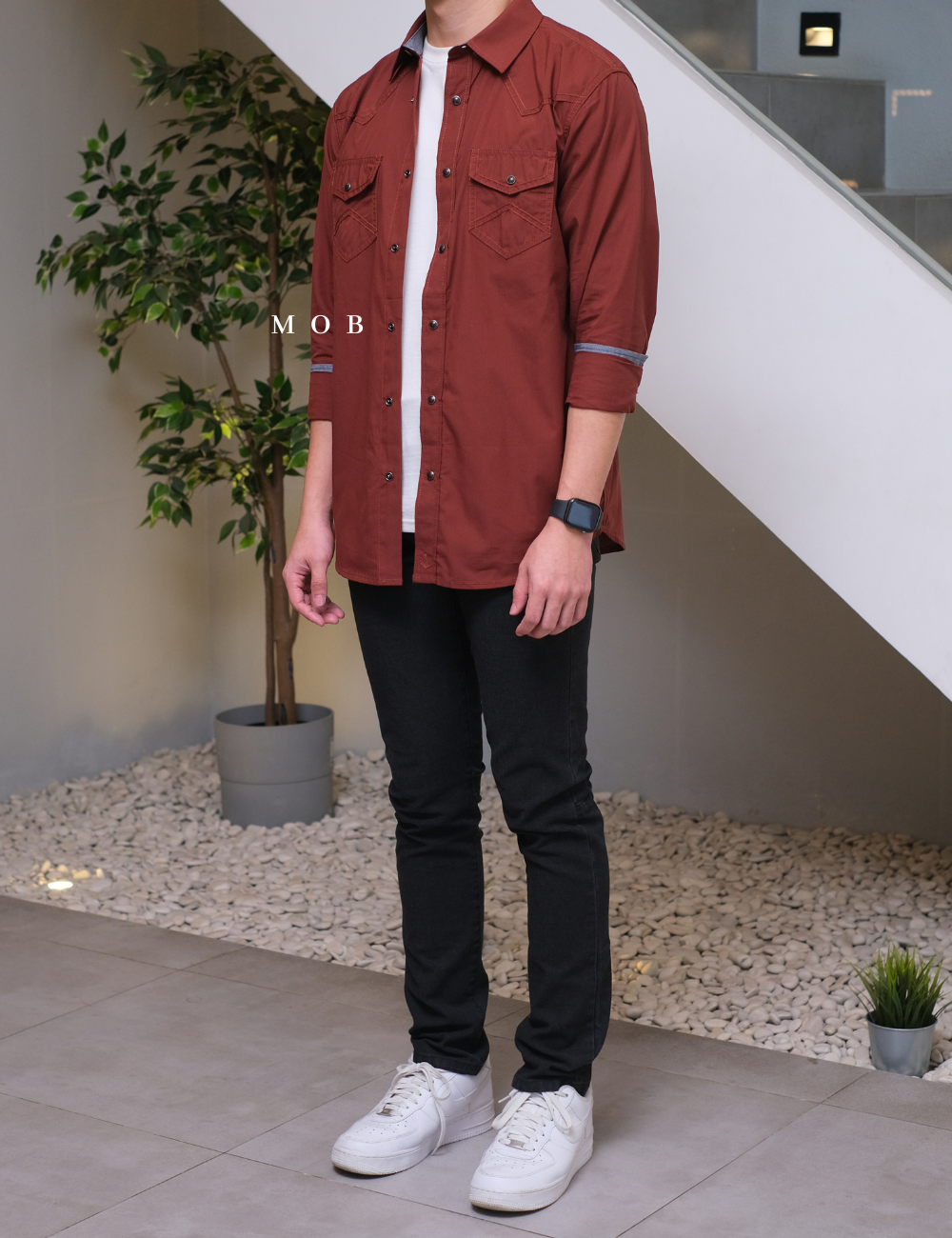 CJLSS02001 Fired Up Solid Terracotta LS Shirt