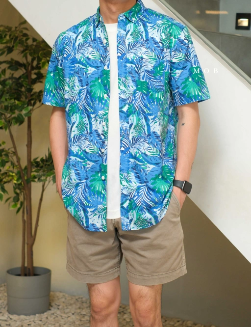 Image of CRSSS03008 Lex Tropical SS Shirt Blue
