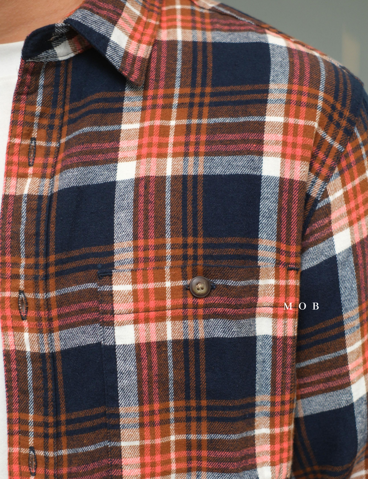 SNMLSS01007 Super Soft Flannel LS Shirt Navy Brown Plaid
