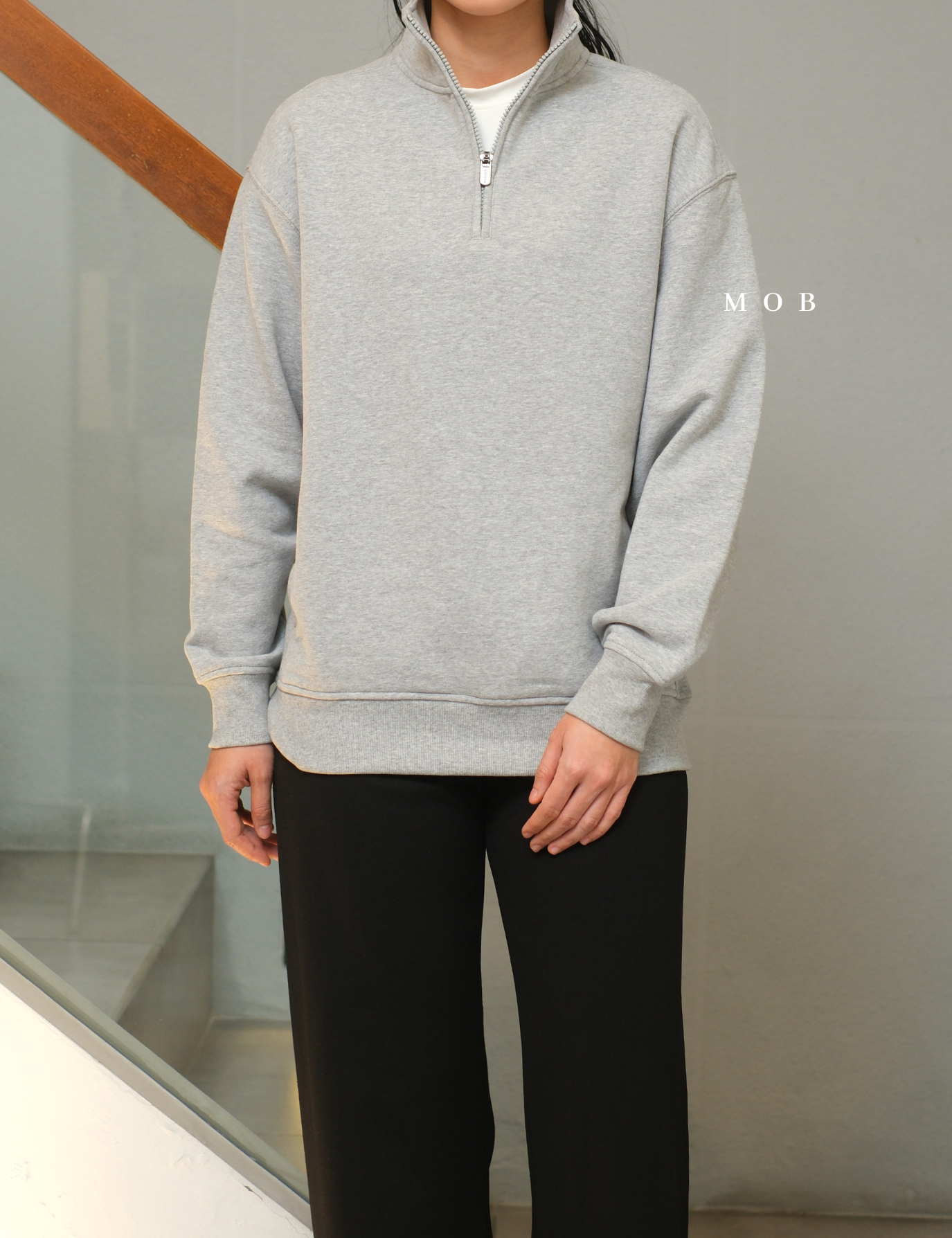 ATHSW02001A Forever Fleece 1/4 Zip Sweatshirt Grey Misty