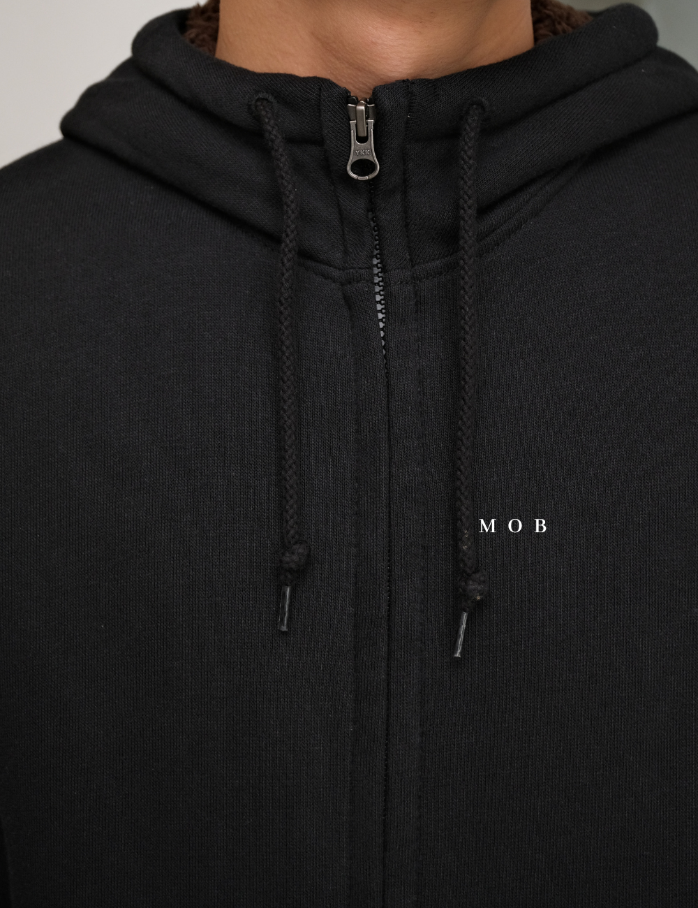 UNQJ03001 Pile Lined Full Zip Hoodie Black