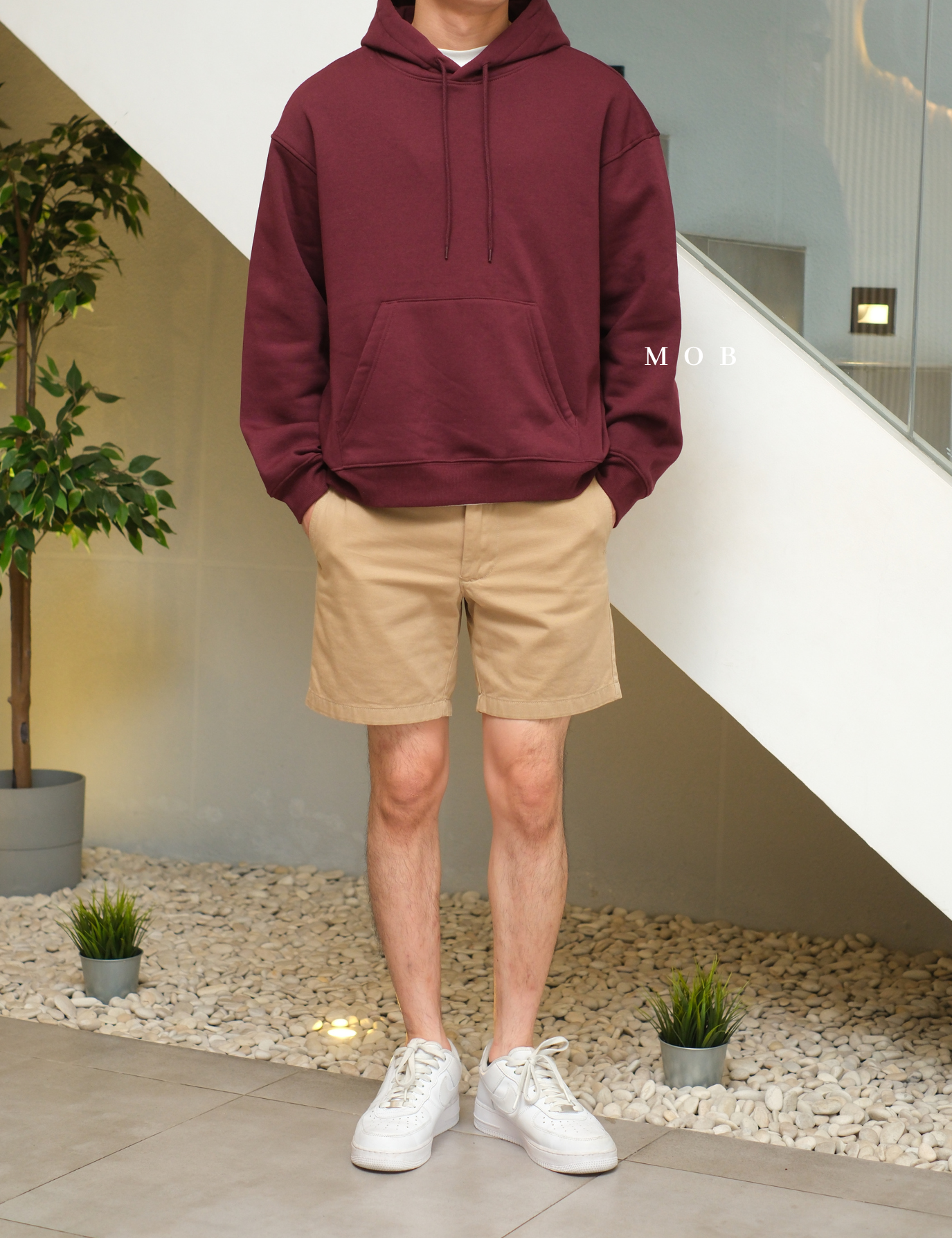 HMHOD03001F RELAXED FIT Pullover Hoodie Maroon