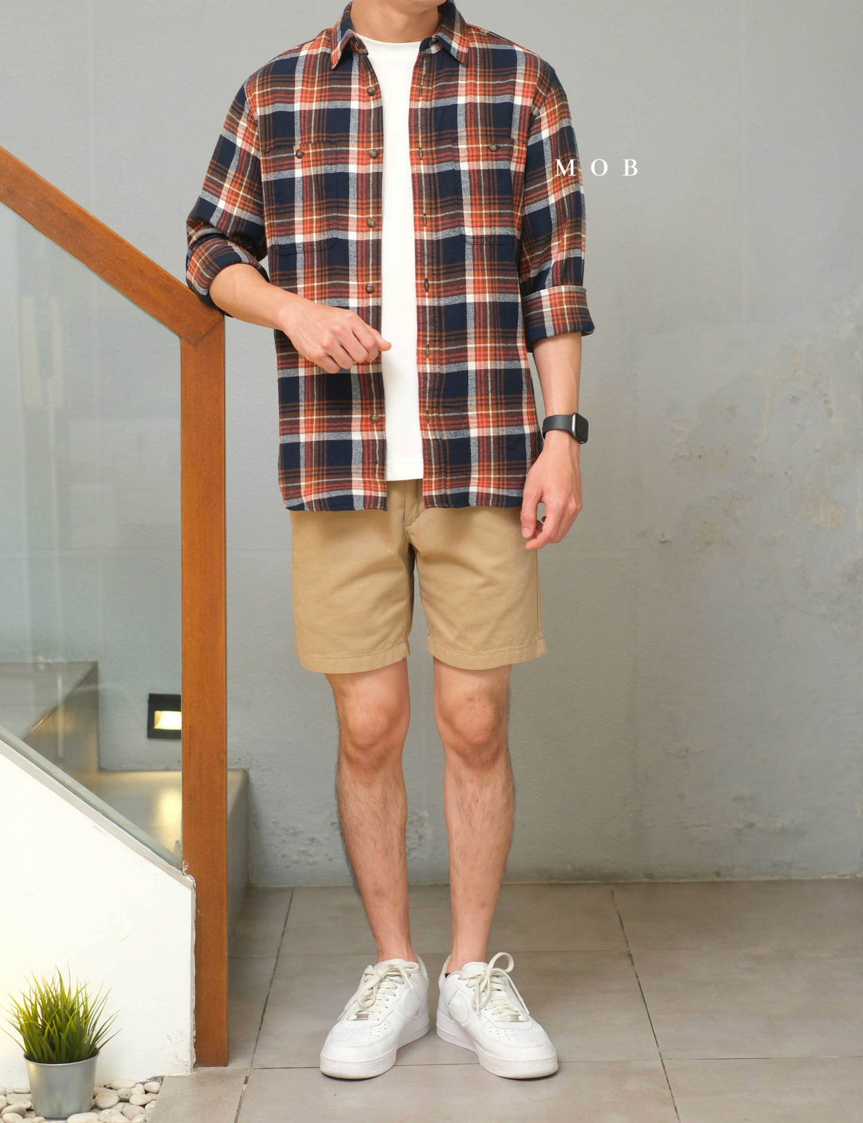 SNMLSS01007 Super Soft Flannel LS Shirt Navy Brown Plaid