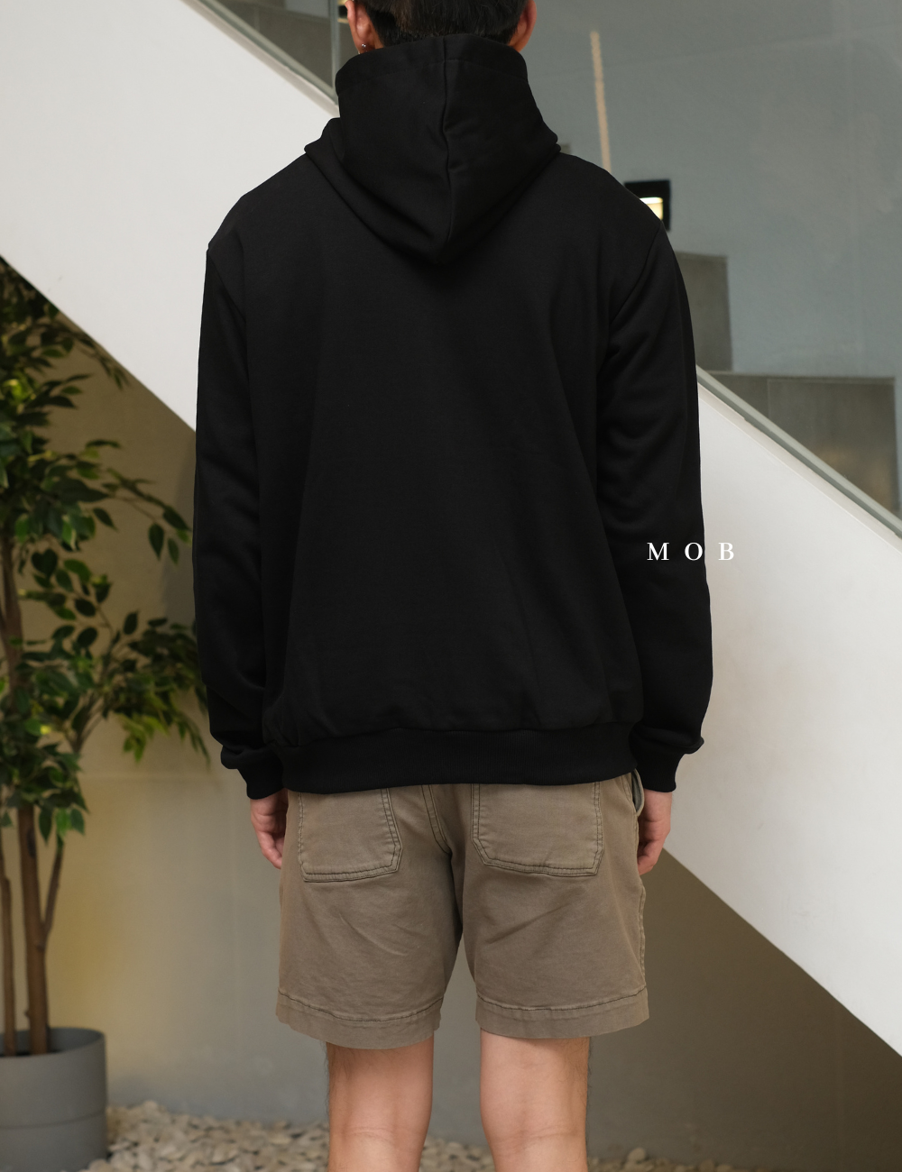 IBHOD01001 Lettering Pullover Hoodie Black