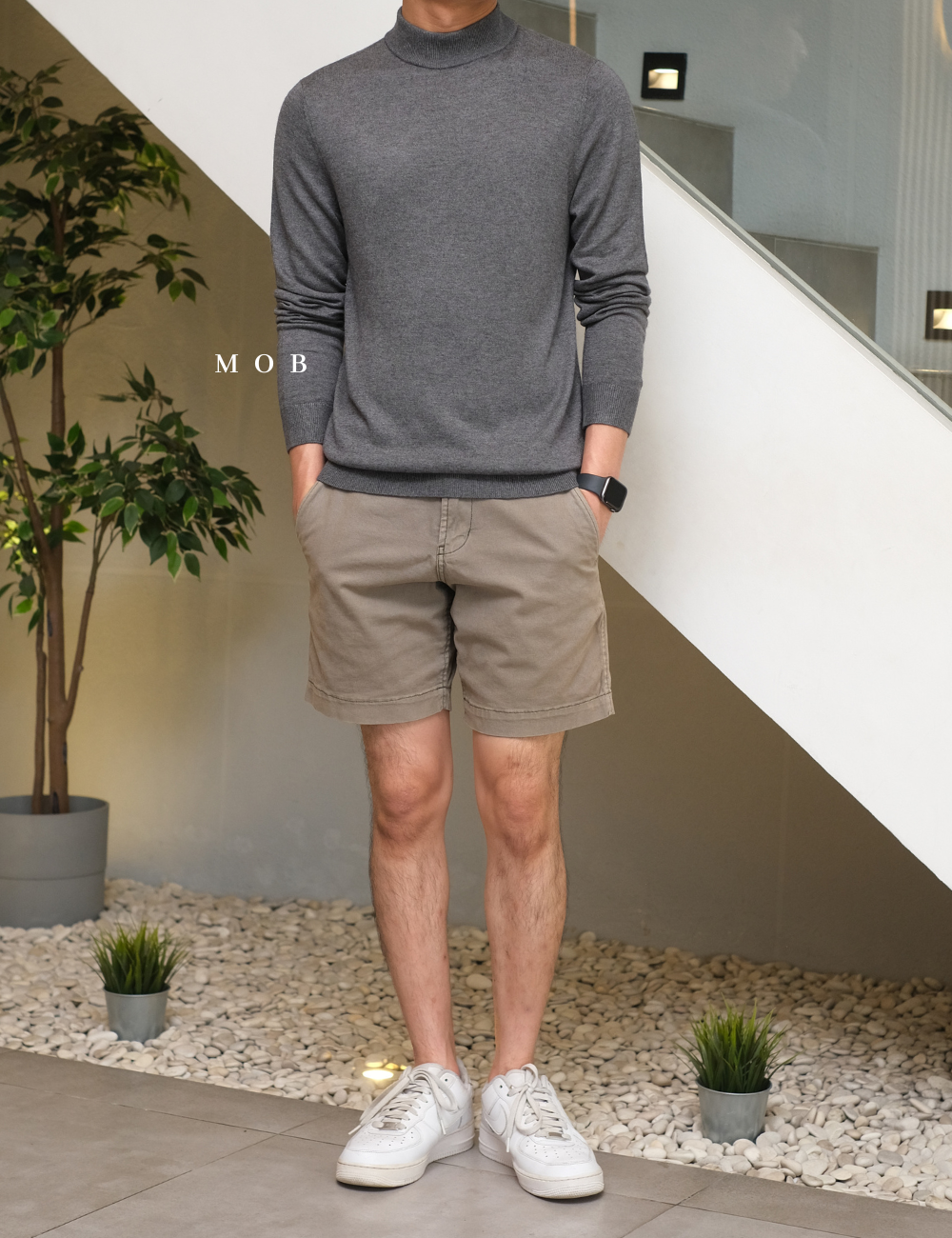 SPSW01001 Merino Wool Half-Neck Sweatshirt Light Grey