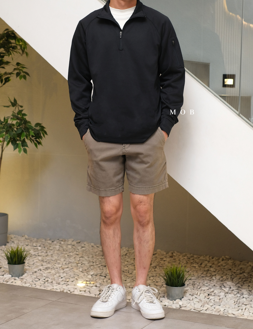 STSW04001 Basic Quarter Zip Sweatshirt Black