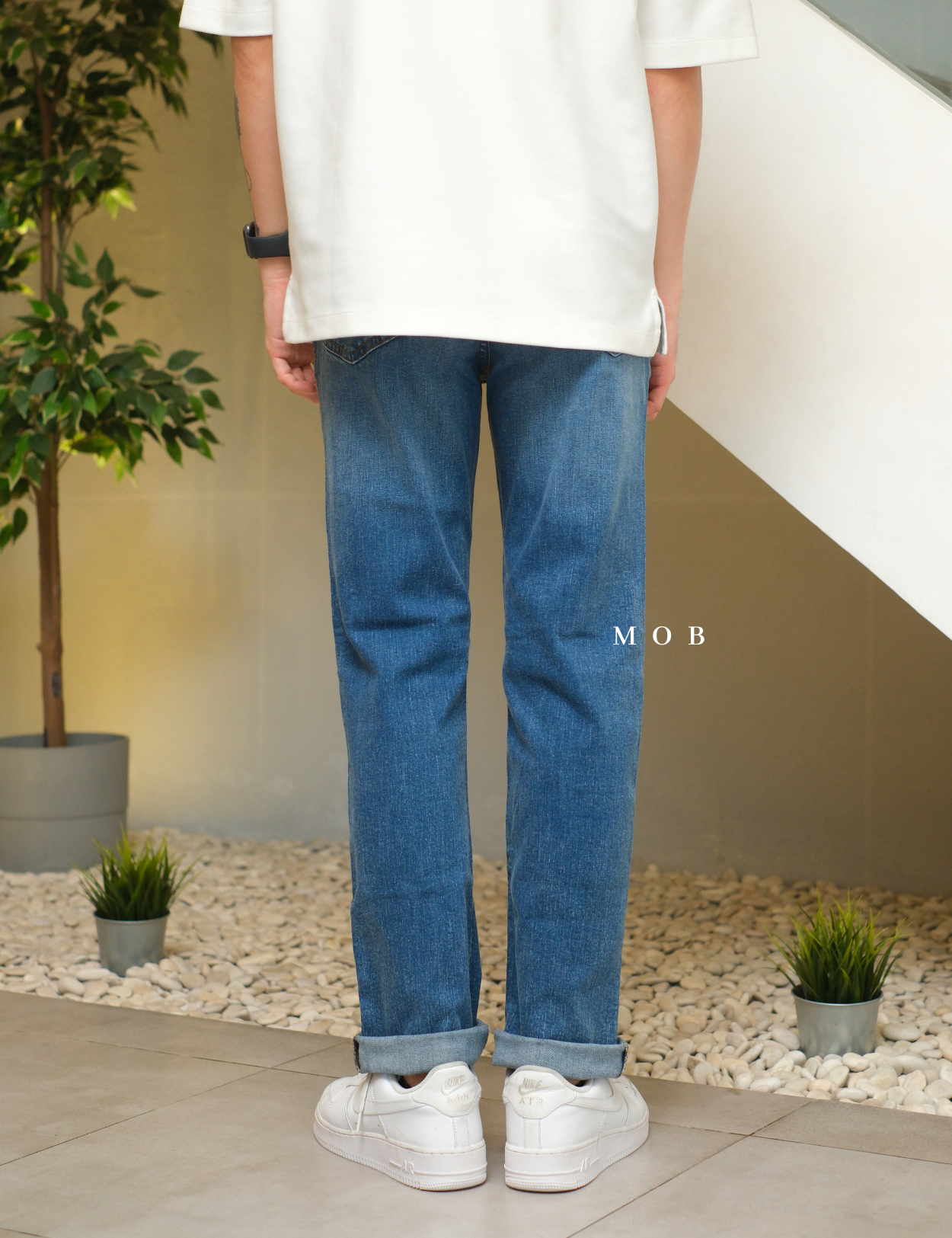 GRGPT01001 Stretch Straight Jeans Medium Blue