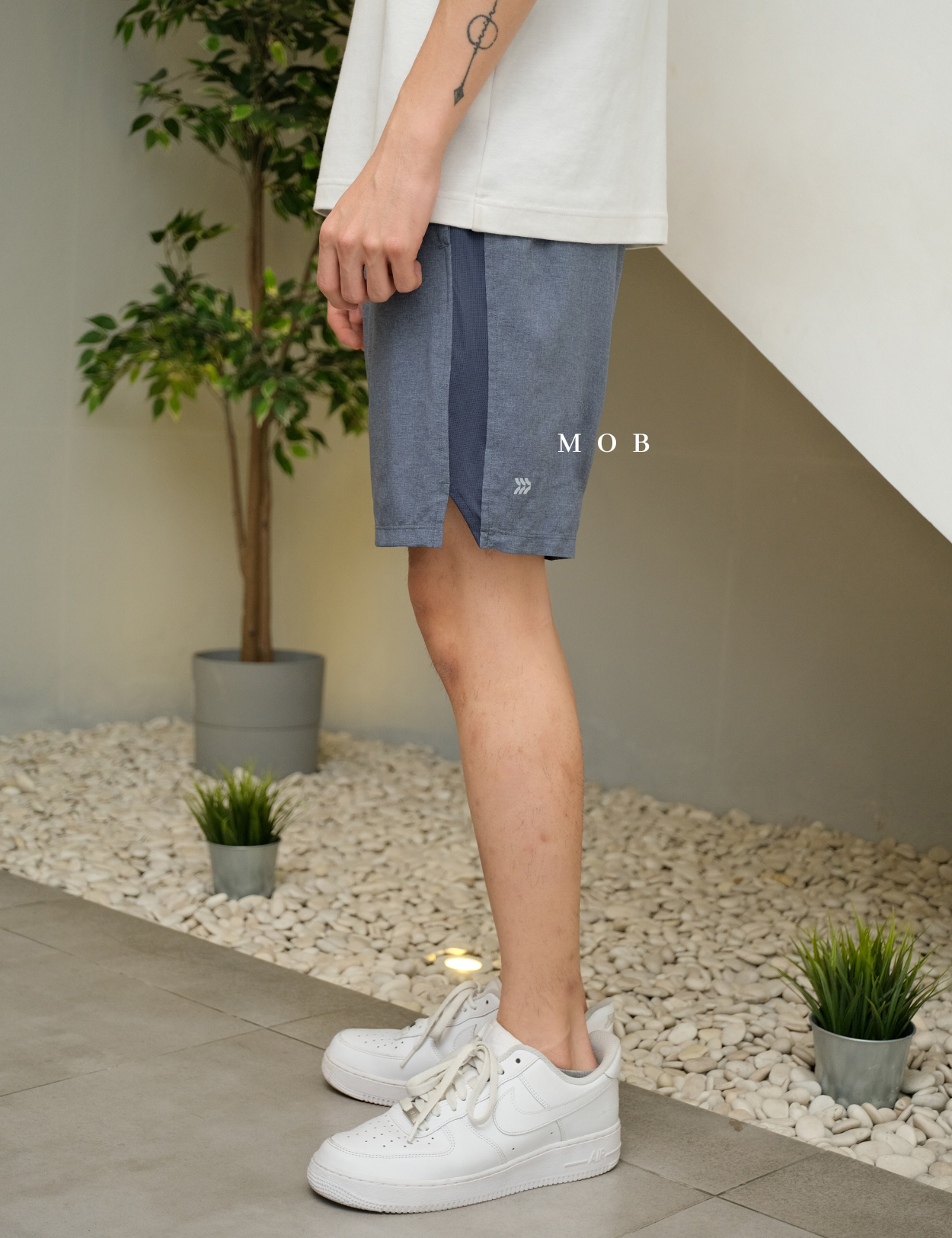 AIMSR02001 2 in 1 Shorts 9" Blue Grey