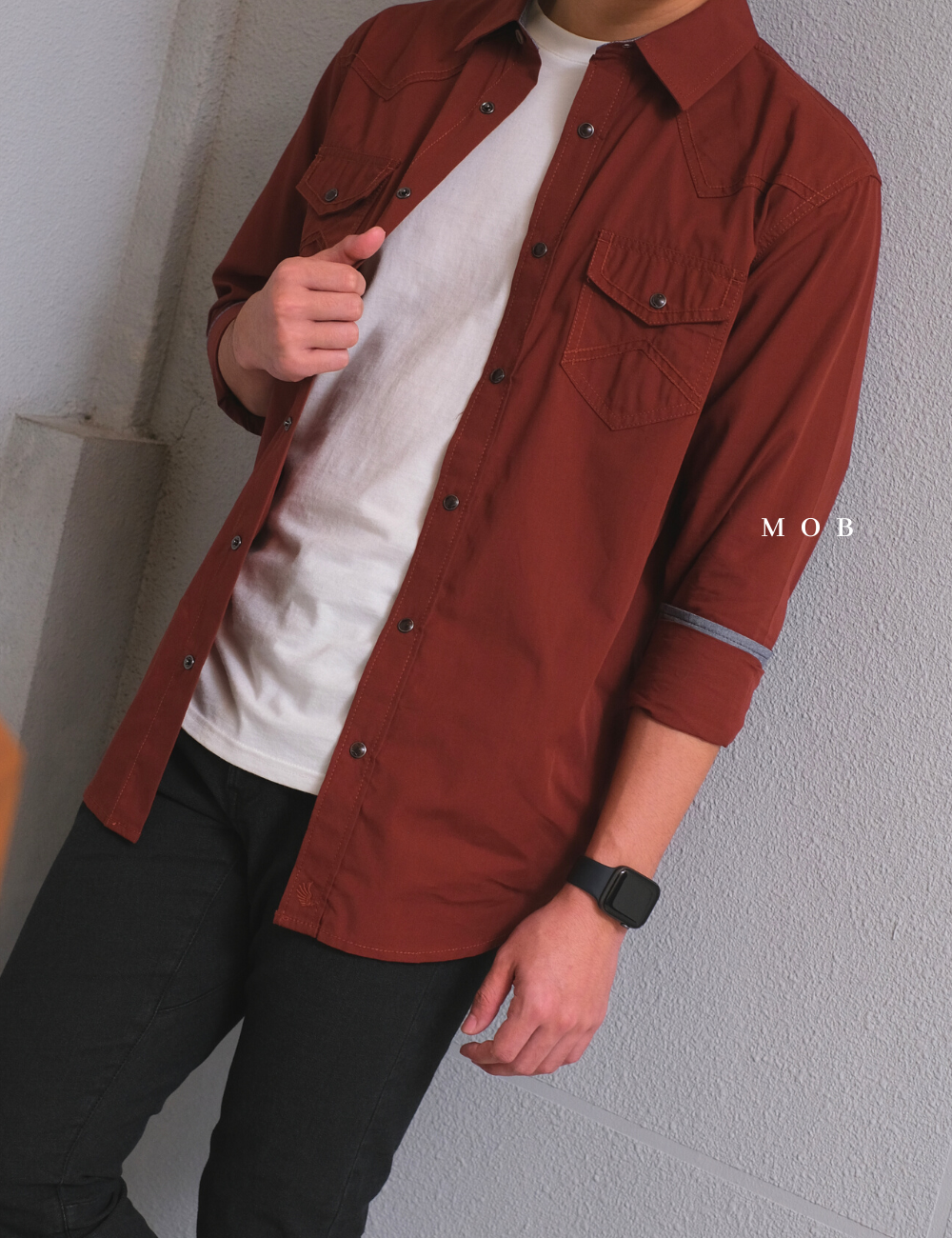 CJLSS02001 Fired Up Solid Terracotta LS Shirt