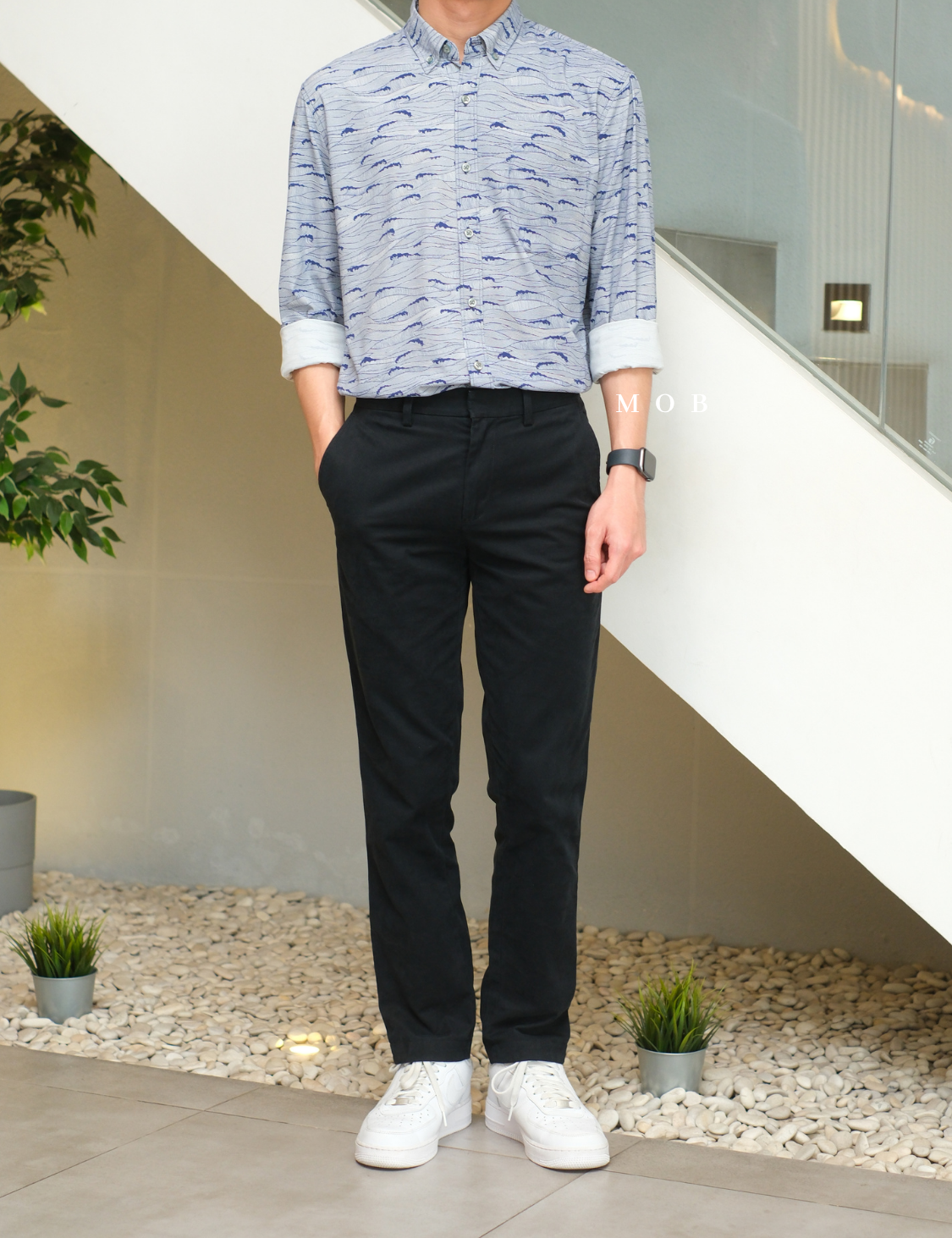 TORLSS01008 Printed LS Shirt Navy Wave