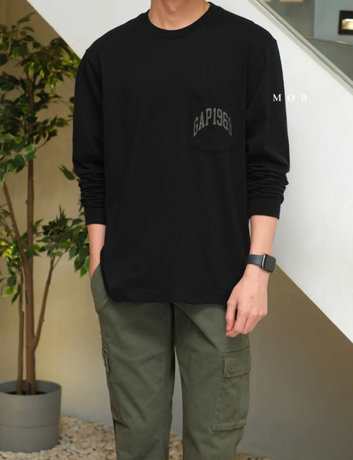 Image of GPLST0802A 1969 Arch Logo Pocket LS Tee Black