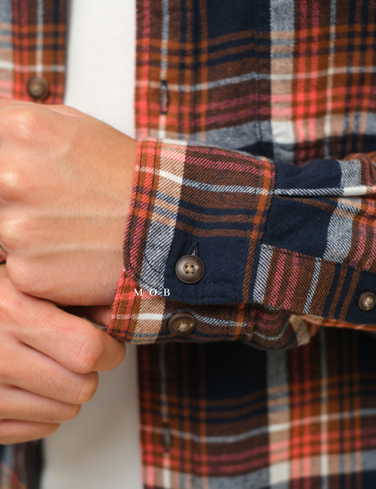 SNMLSS01007 Super Soft Flannel LS Shirt Navy Brown Plaid