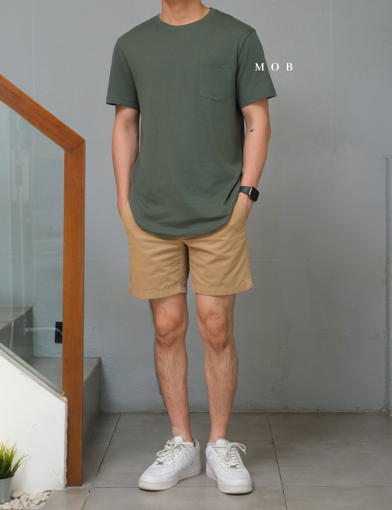 JCSST01002 Slim Washed Pocket Tee Olive