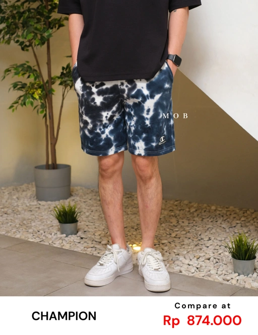 Image of CHMPSR09002A Unity Dye 8" SHORTS Black Smoke Blue