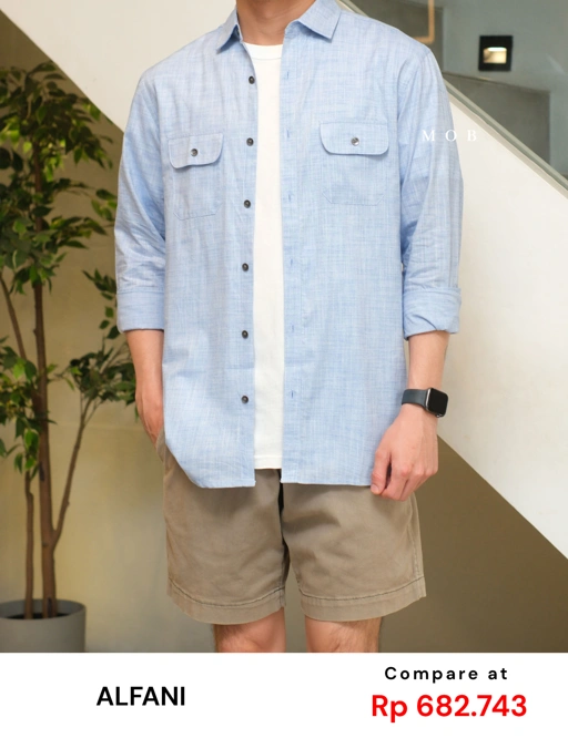 AFLSS01002C Regular Pocket LS Shirt Light Blue Misty