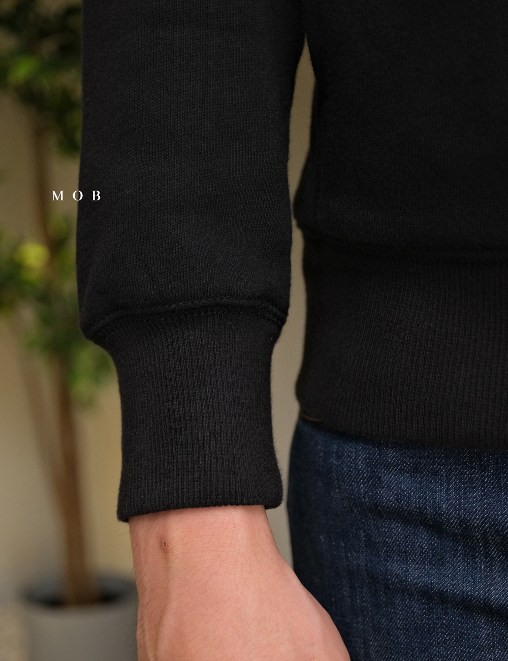 UNQJ03001 Pile Lined Full Zip Hoodie Black