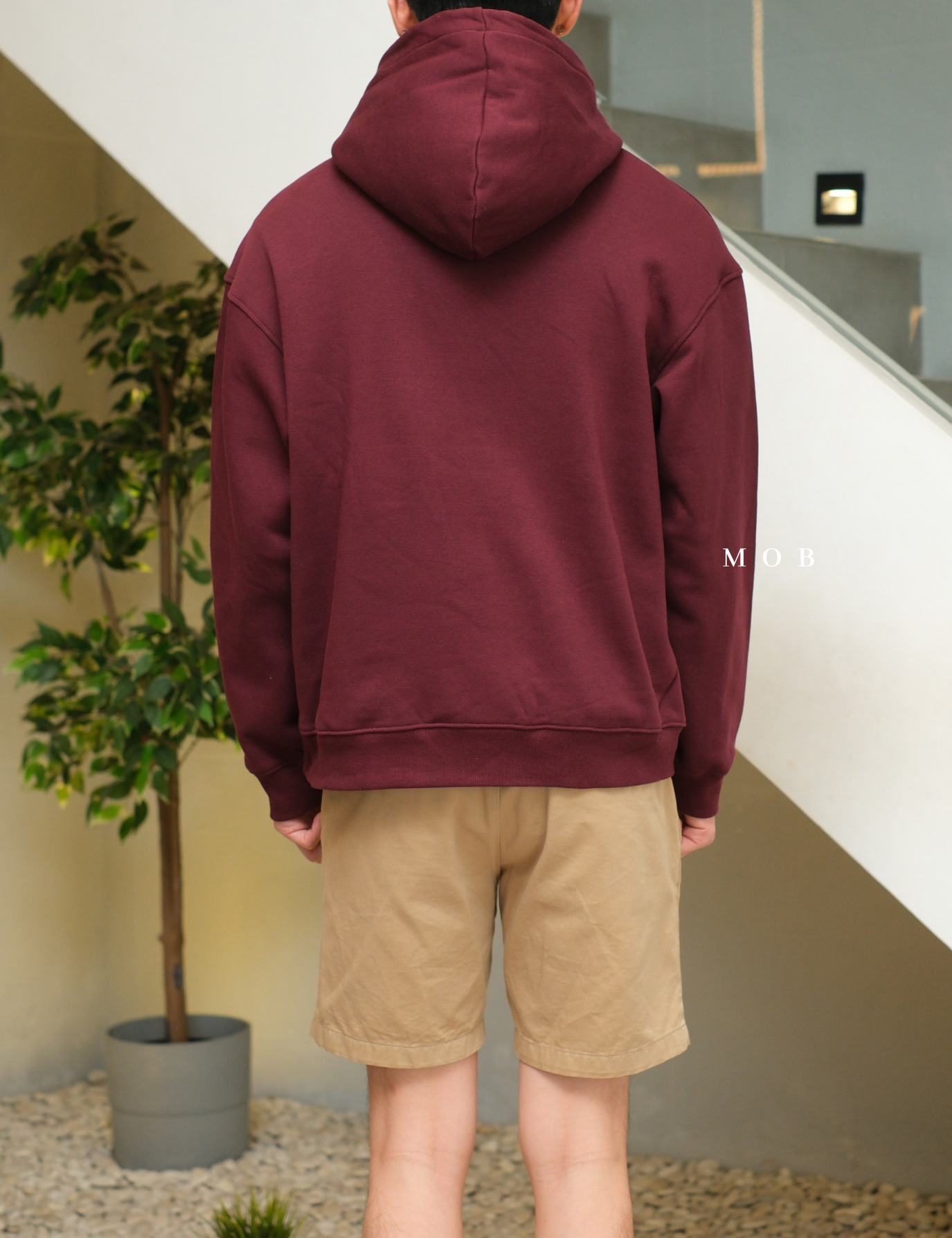 HMHOD03001F RELAXED FIT Pullover Hoodie Maroon