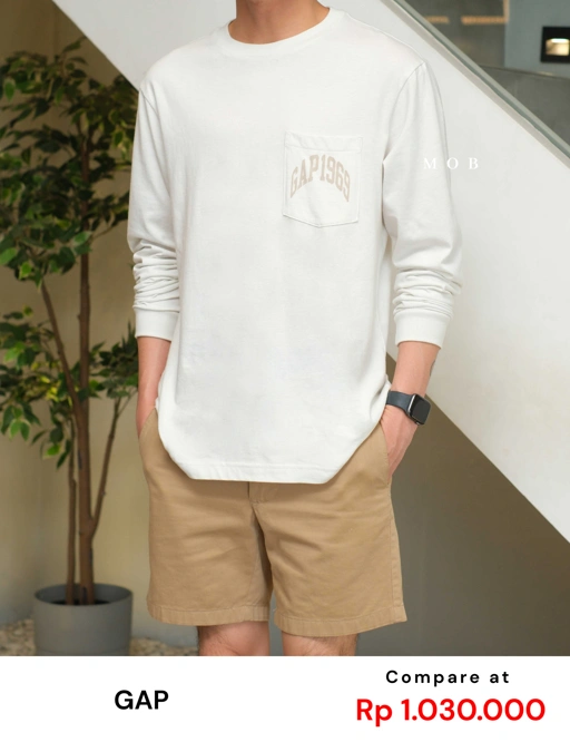 GPLST08002B 1969 Arch Logo Pocket LS Tee Ivory White