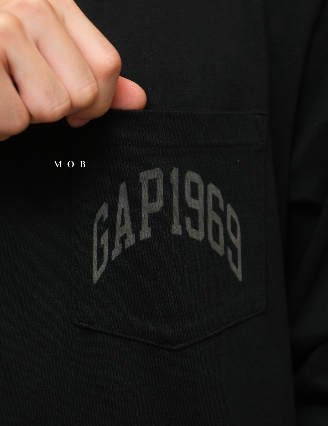 GPLST08002A 1969 Arch Logo Pocket LS Tee Black