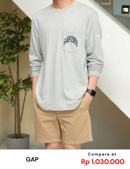 GPLST1102C 1969 Arch Logo Pocket LS Tee Grey