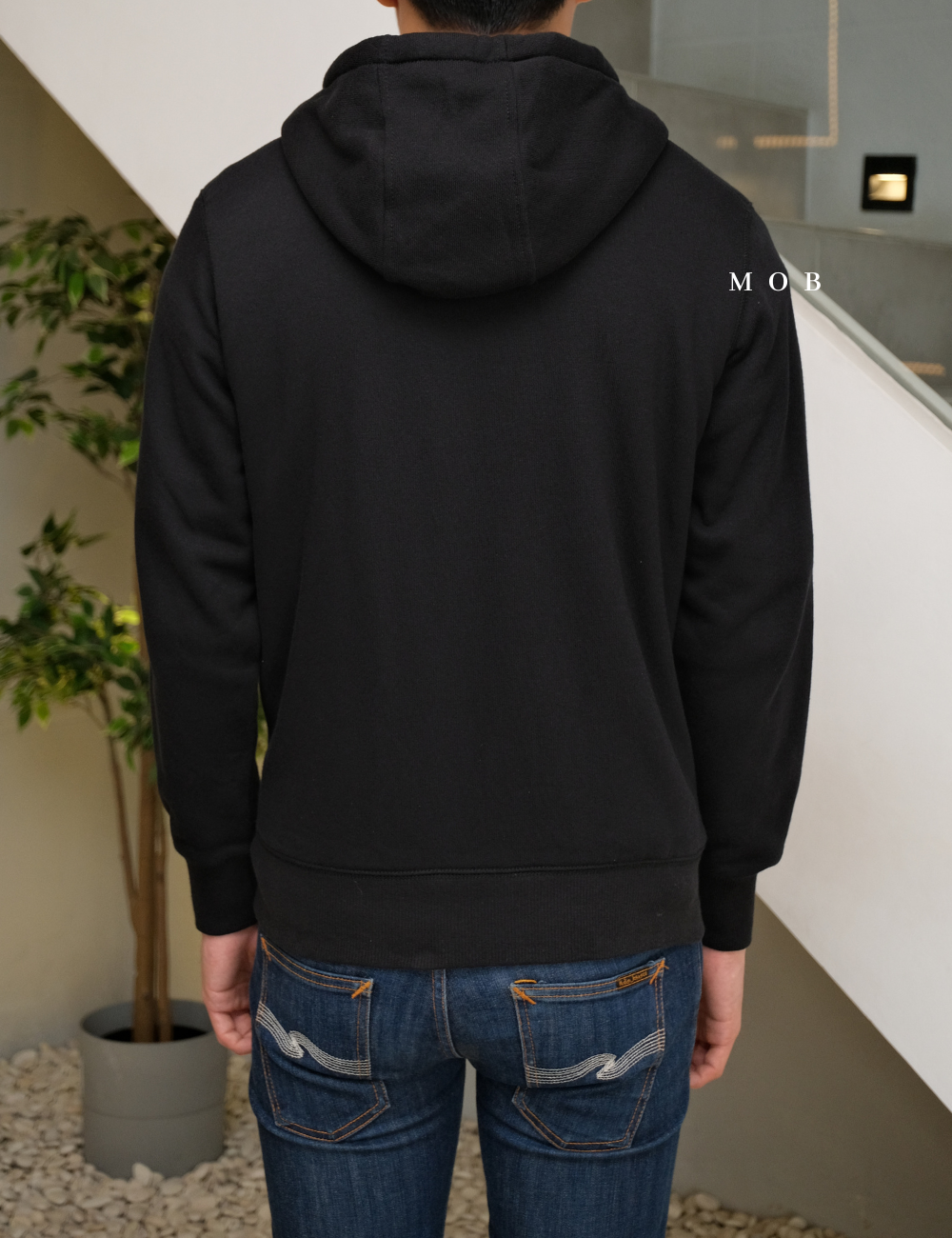 UNQJ03001 Pile Lined Full Zip Hoodie Black