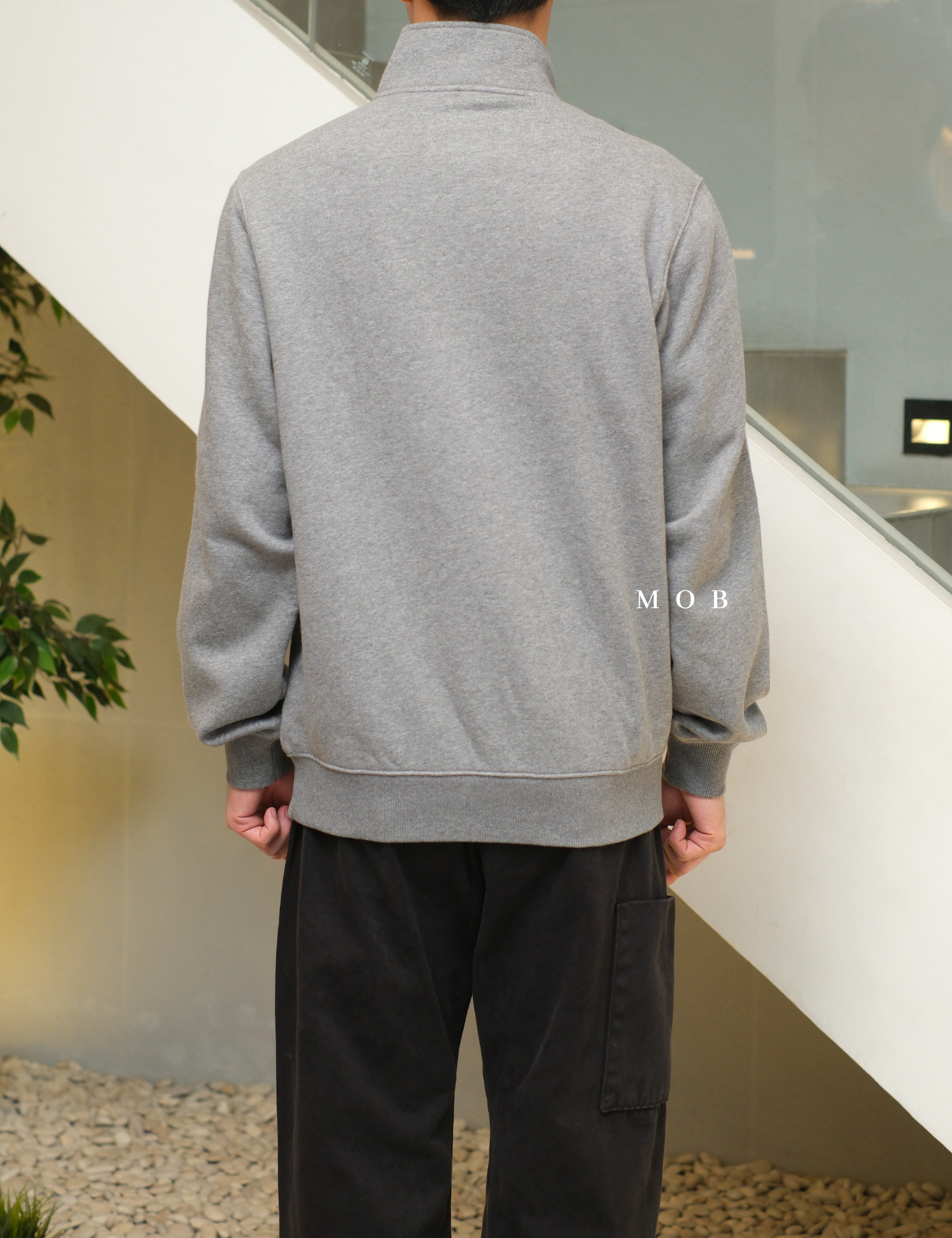 STSW05001D Basic 1/4 Zip Sweatshirt Grey