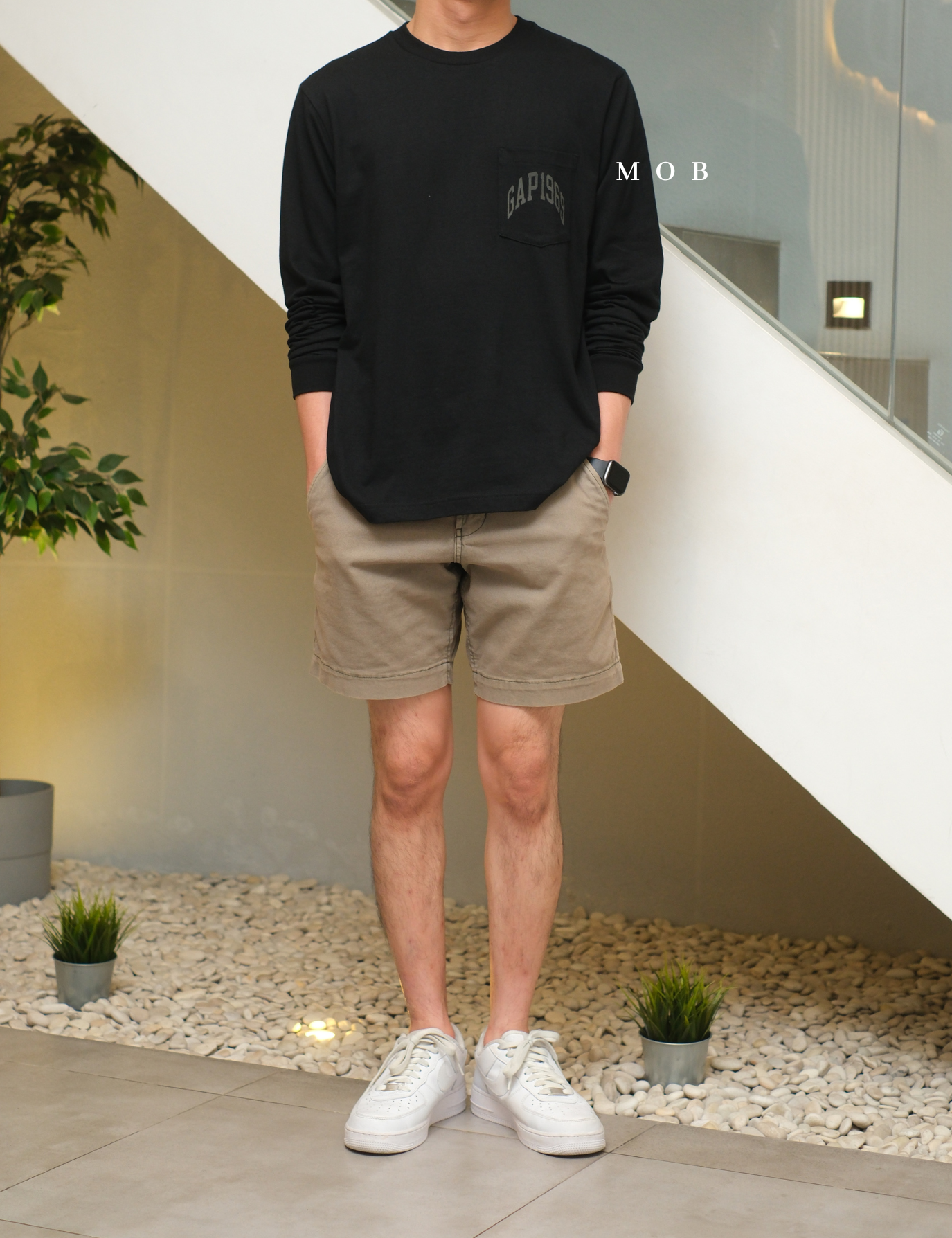 GPLST08002A 1969 Arch Logo Pocket LS Tee Black