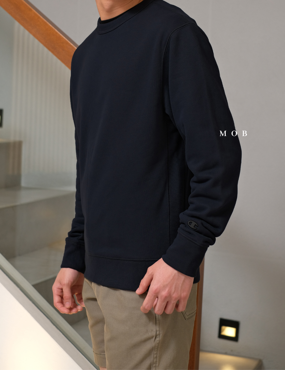 CHMPSW06003A Premium Weave Crew Navy