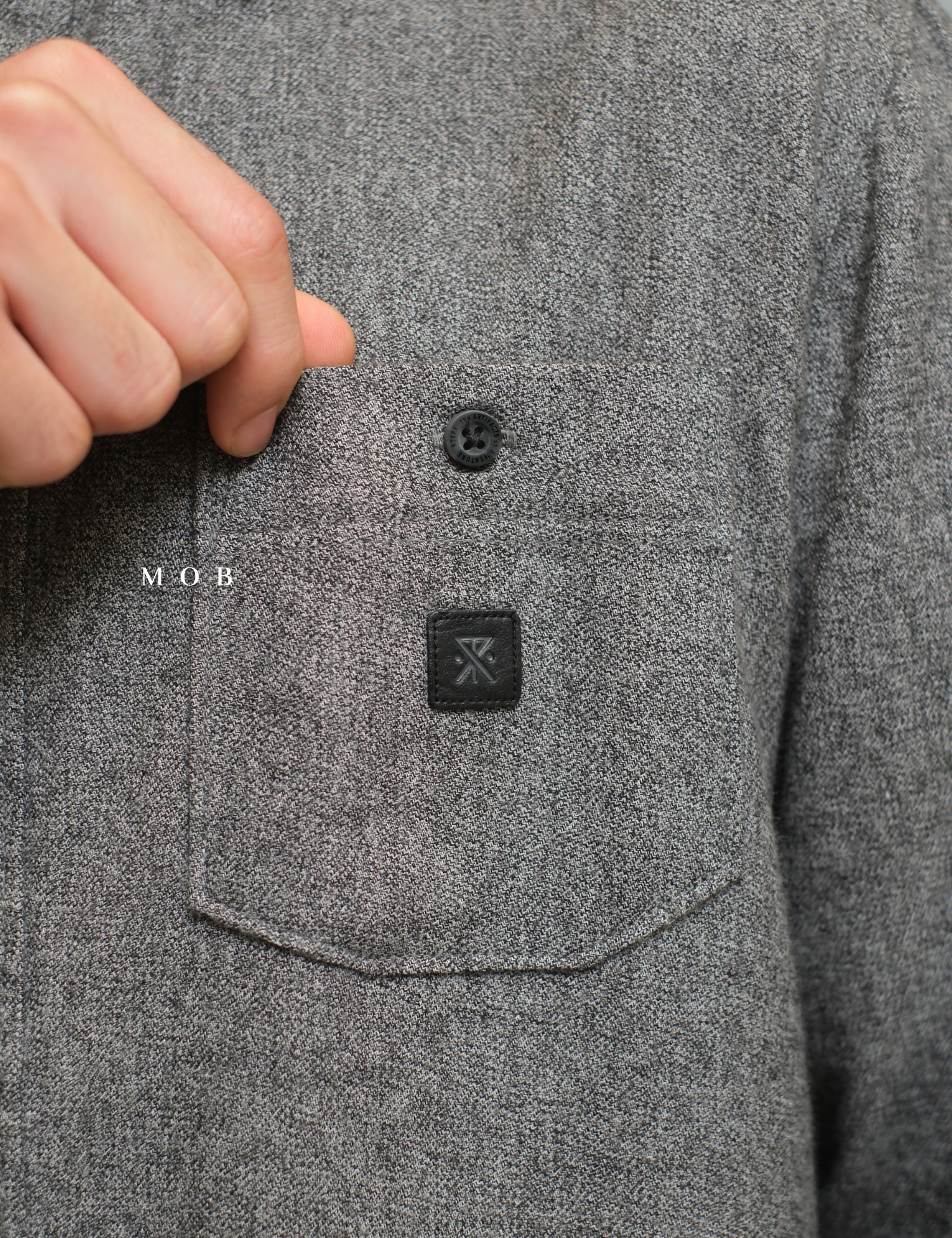 ROALSS02002B Nordsman Flannel LS Shirt Black Grey Misty