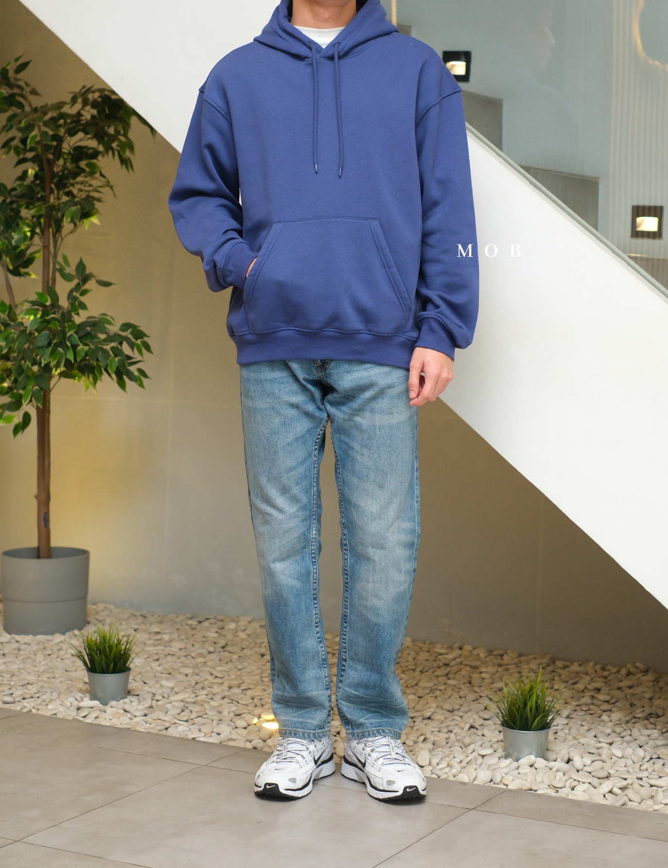HMHOD03001G RELAXED FIT Pullover Hoodie Iris Blue