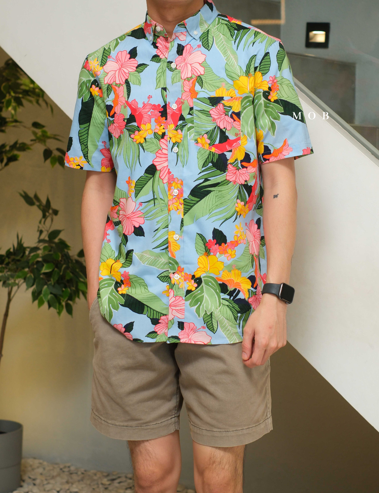 CLRSSS03009 Summer Tropical SS Shirt Sky Blue