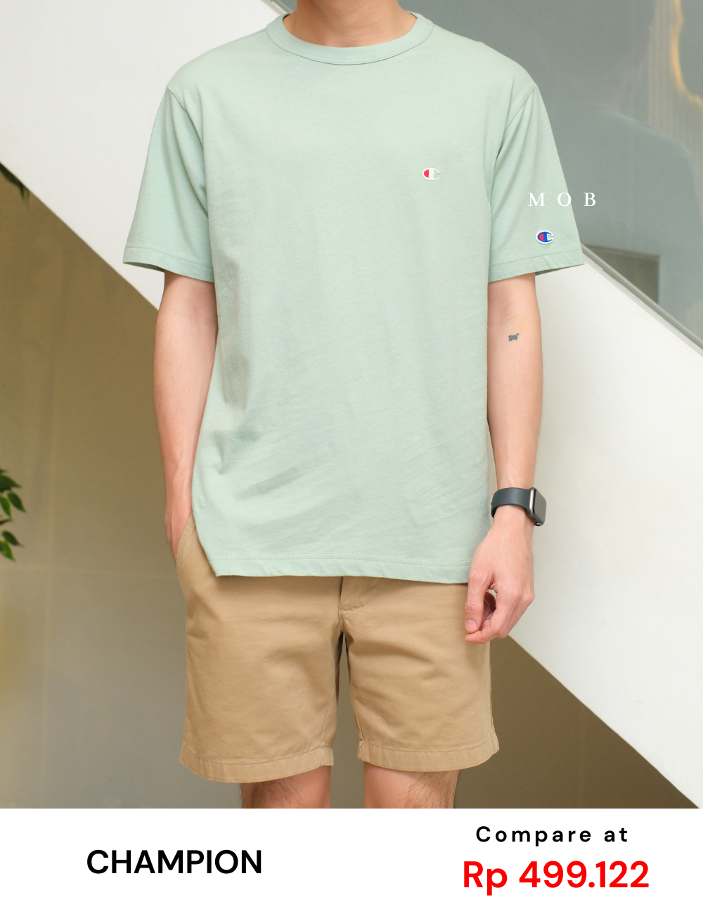 CHMPSST2403M C Small Logo SS Tee Light Green