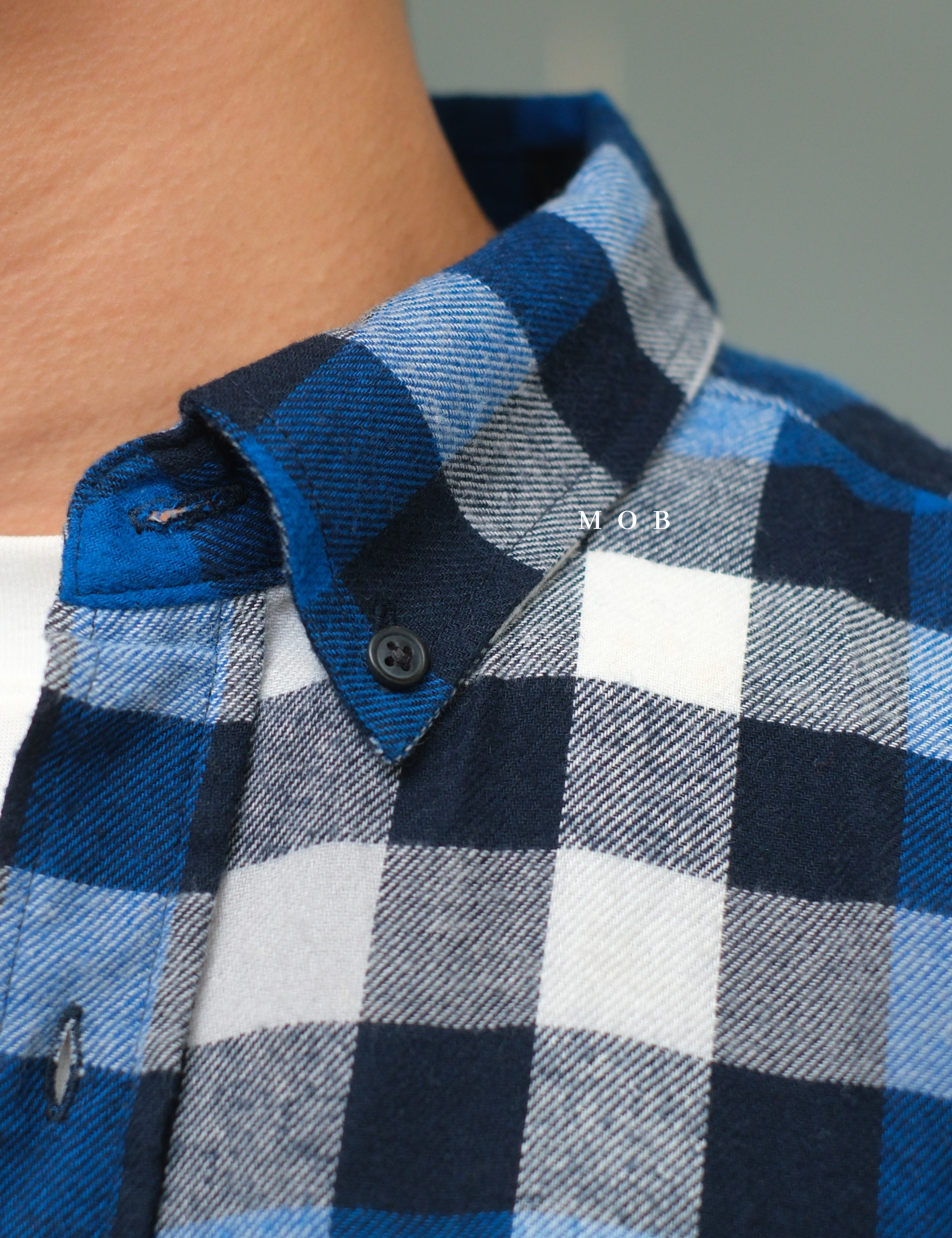 CNBLSS01003A Flannel LS Shirt Blue Black White Plaid