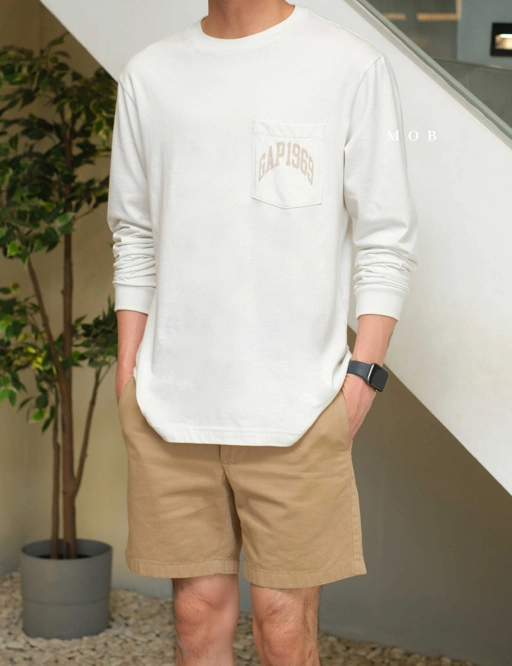 Image of GPLST0802B 1969 Arch Logo Pocket LS Tee Ivory White