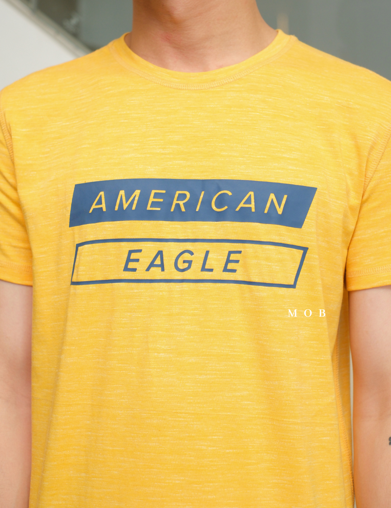 AESST06001B Active Flex Square Logo SS Tee Yellow (S ONLY)