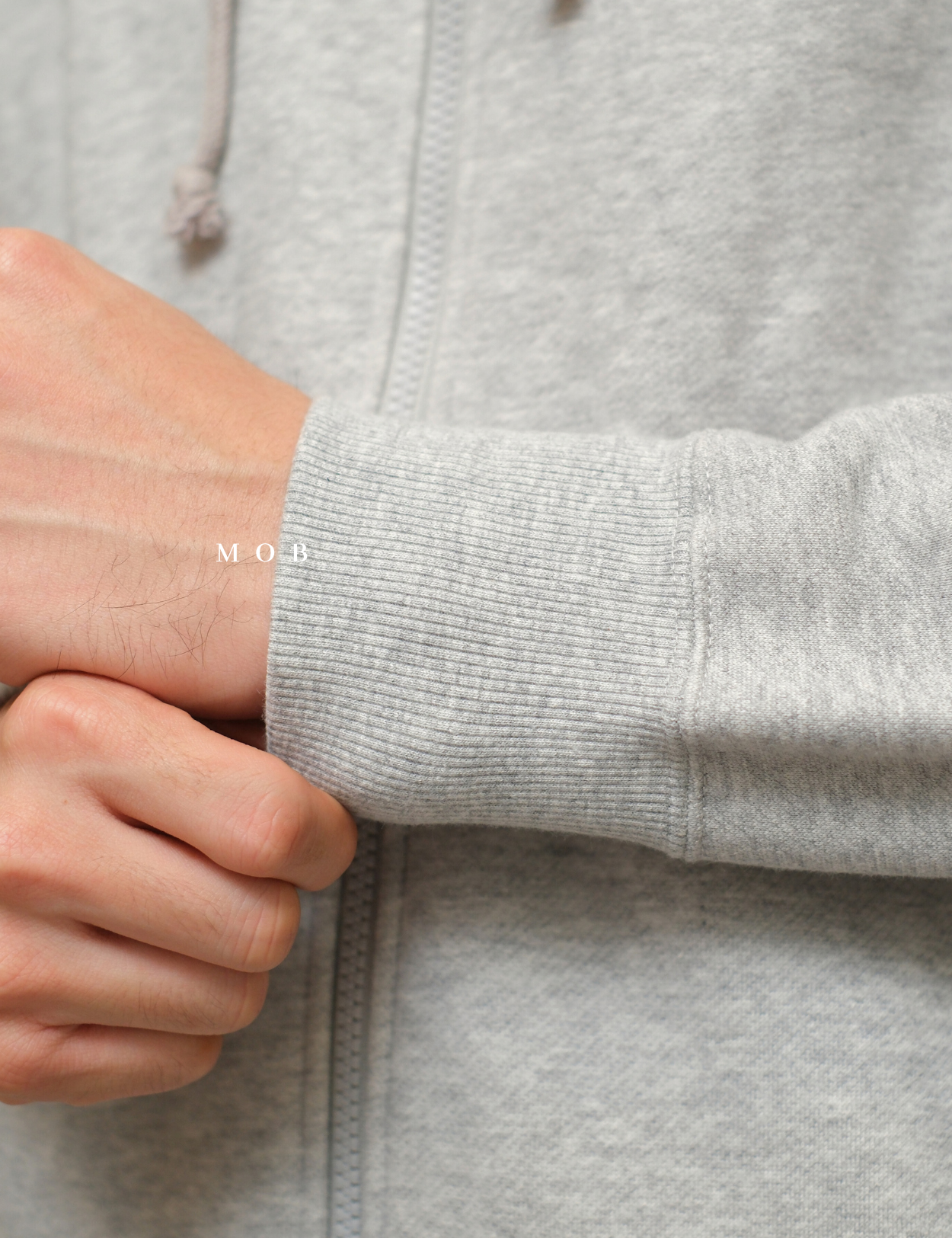CHMPFZ05001A Basic Small Logo Full Zip Hoodie Heather Grey