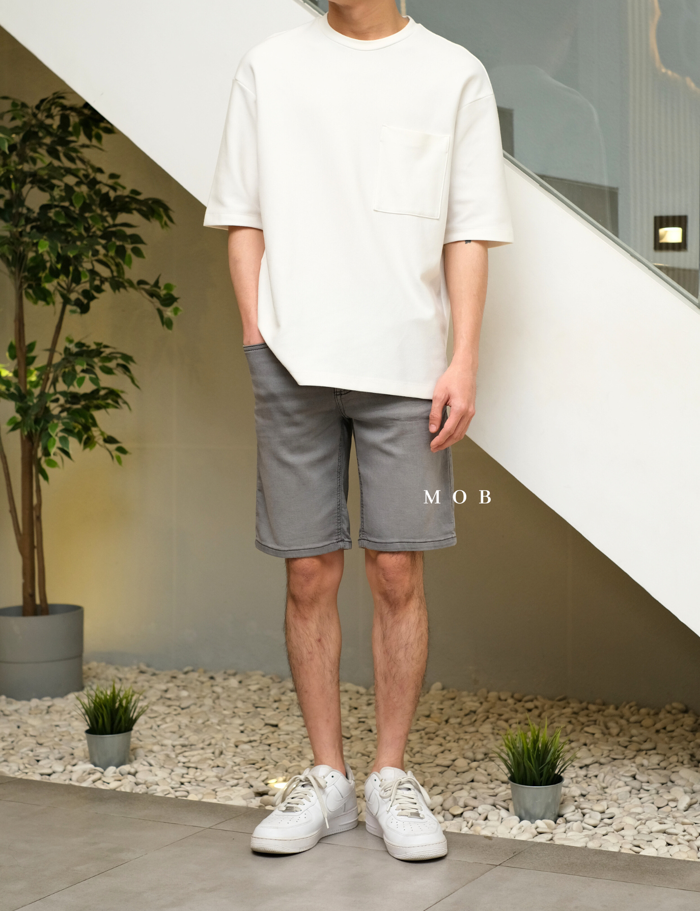 CASR01001 Active Denim Shorts Smoke Grey