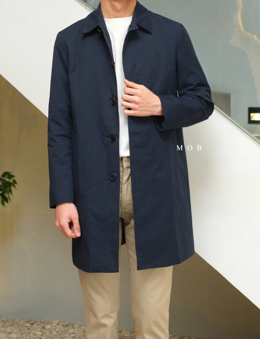 Image of MSTJ01001 Single Trench Coat Jacket Navy