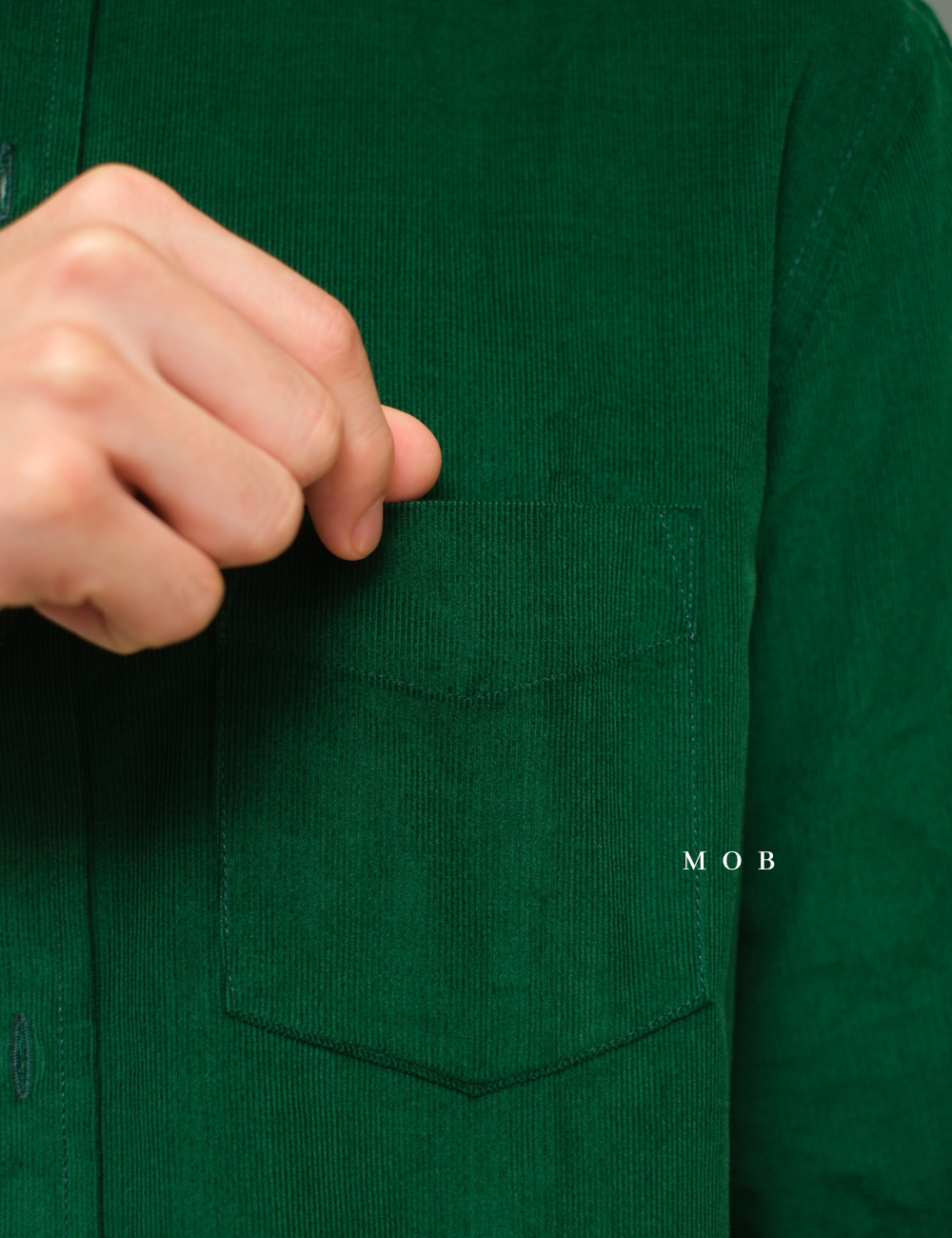 CLRLSS01001A Corduroy Shirt Jacket Dark Green